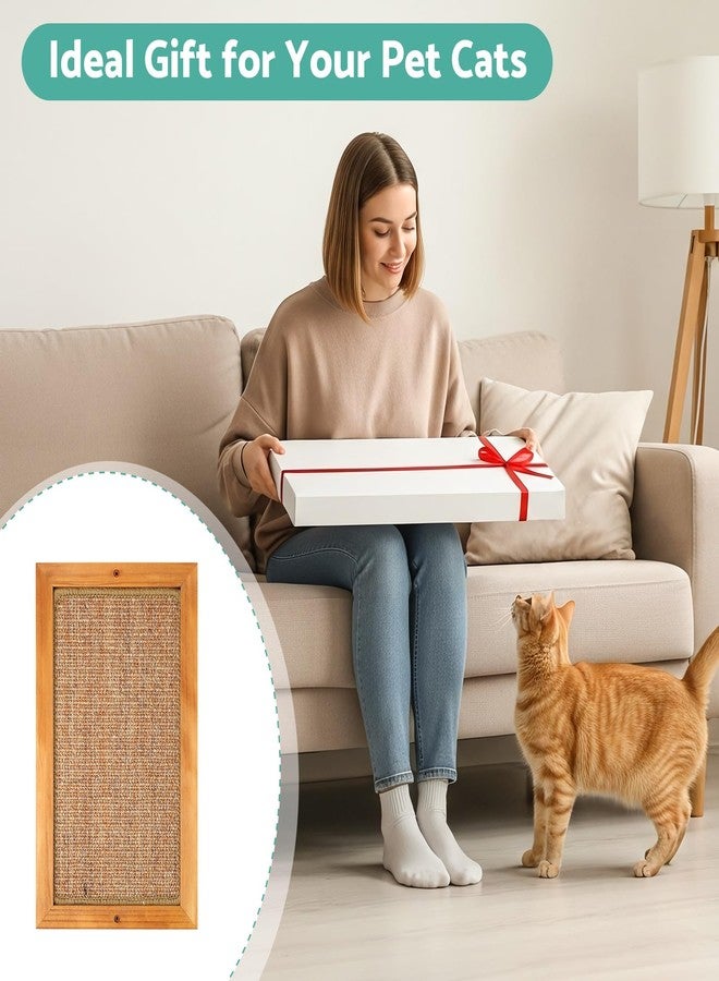 WHEARTED Cat Scratching Post, Wooden Sisal Cats Wall Scratcher, Floor or Wall Mounted Vertical Cat Scratch Pad for Indoor Cats Adults or Kittens, Scratching Board Cat Wall Furniture Protector - Image 2
